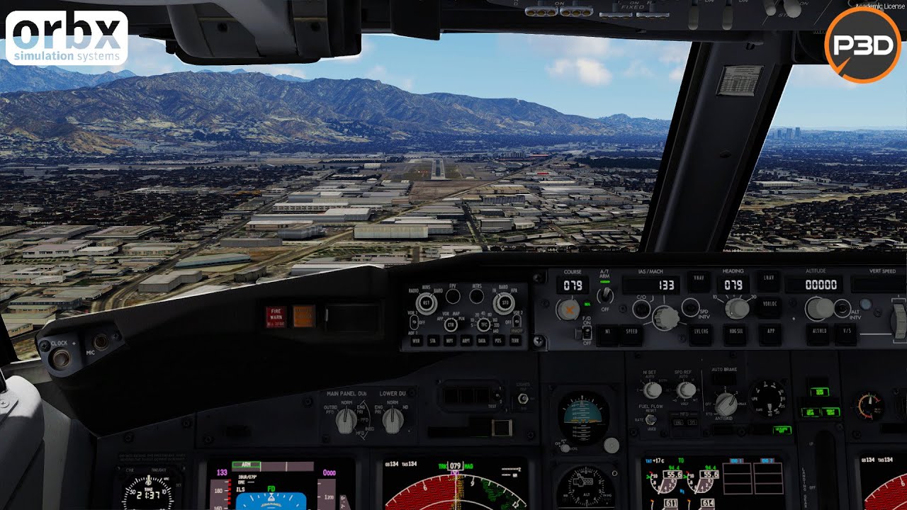 P3D V5.2 HD | 737 vs 1768m runway | Arrival into Burbank | Southwest 737