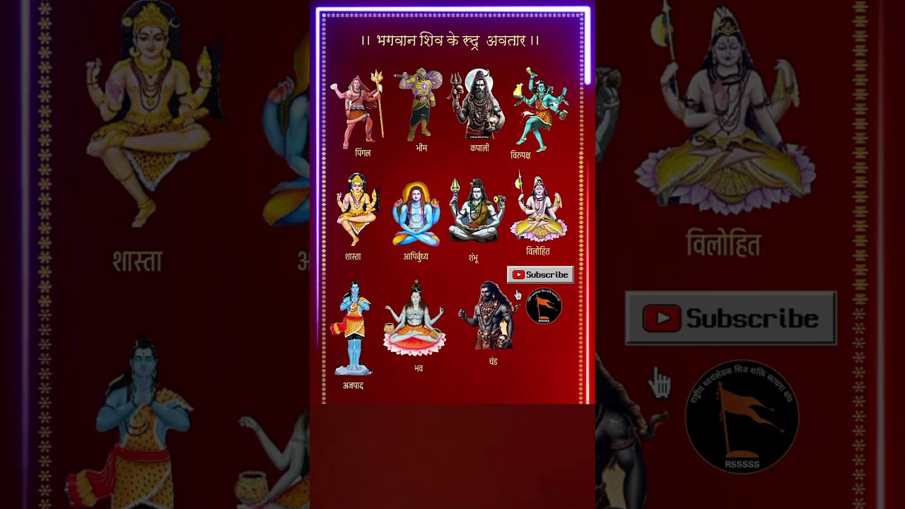 भगवान शिव के 11 रुद्र अवतार #sanatandharma #shiva #rudra #avatar #shorts