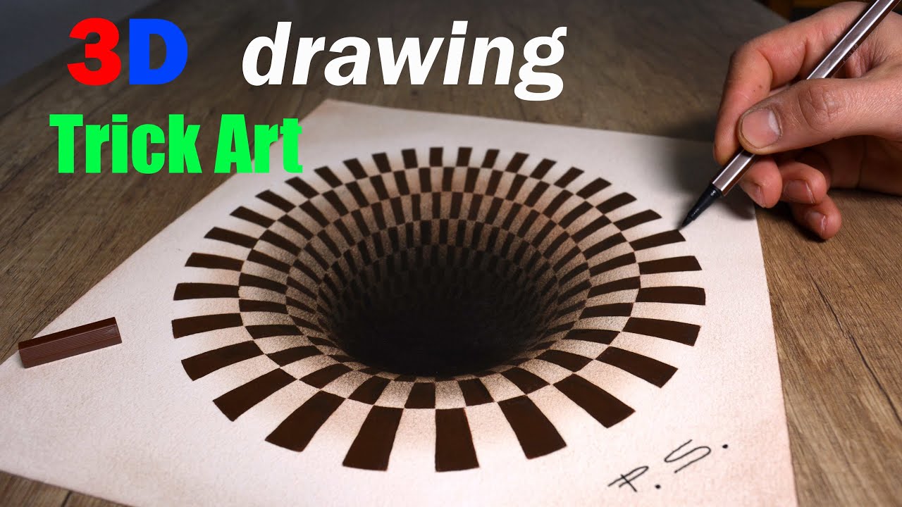Drawing 3D Hole - Amazing optical illusion