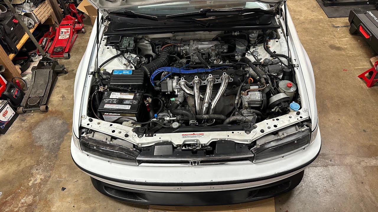 WAKING UP THE F22A1! Header Install On My 1992 HONDA ACCORD CB7