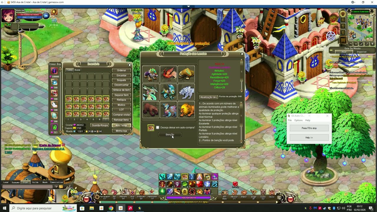 Asa de Cristal - Utilizando 1001 Carta de Orison +  83 Mil Ração das Lendas