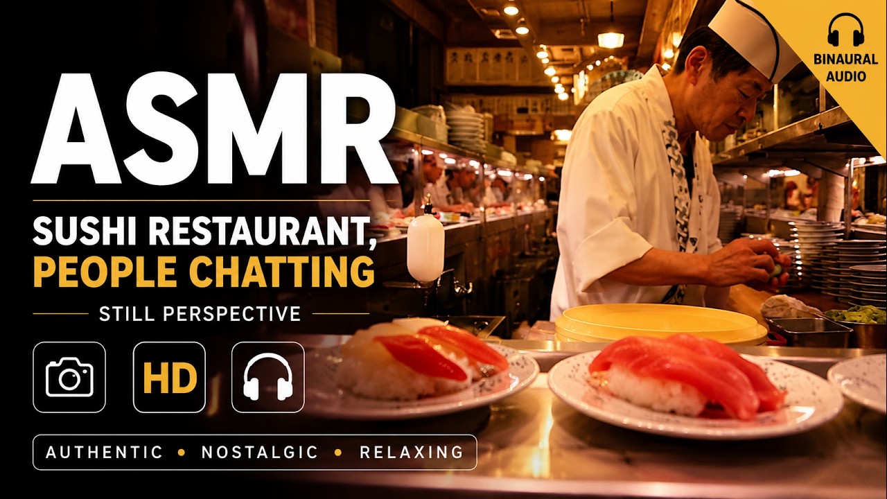Tokyo Underground Running Sushi | Nostalgic Still ASMR HD