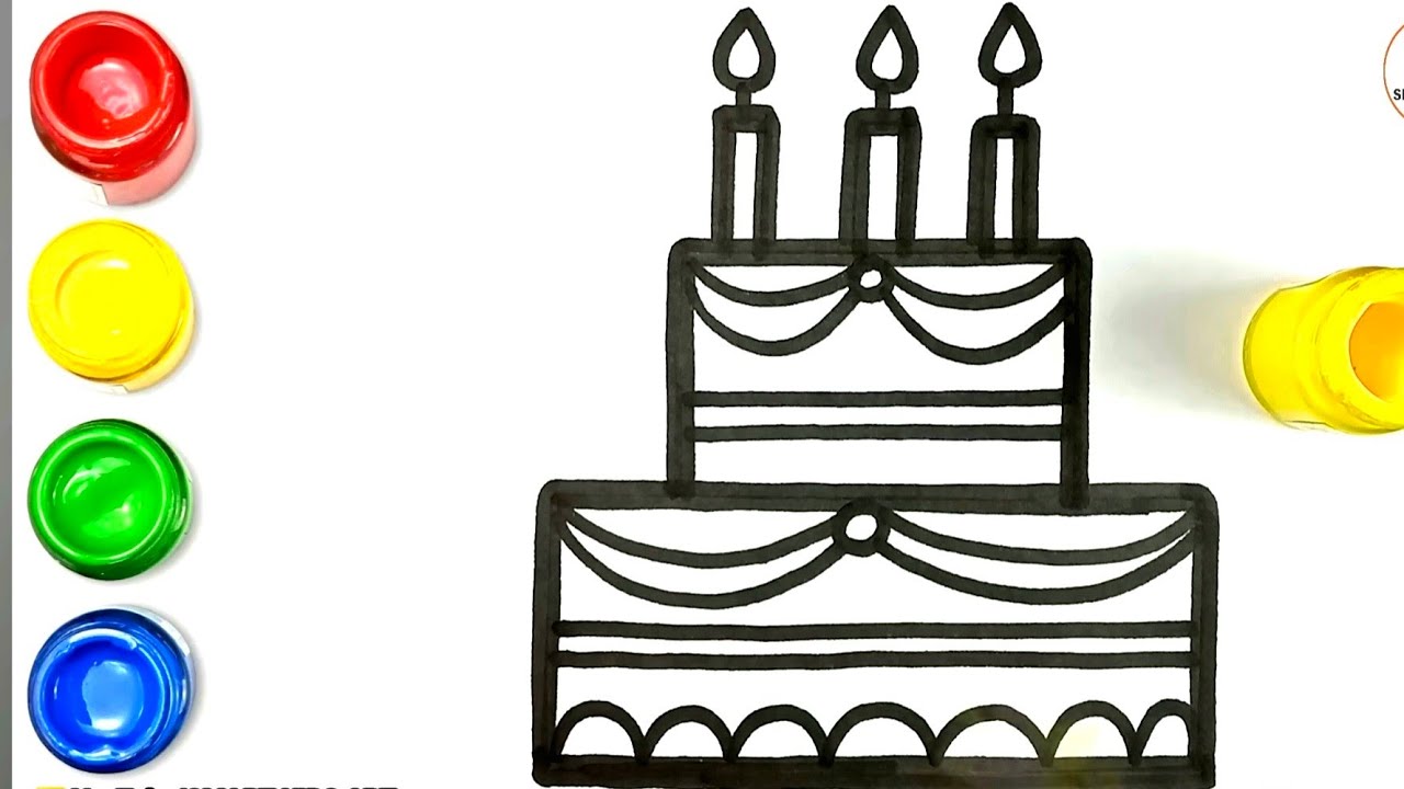 How to draw a Happy birthday cake drawing simple step by step//cake drawing for kids and beginners
