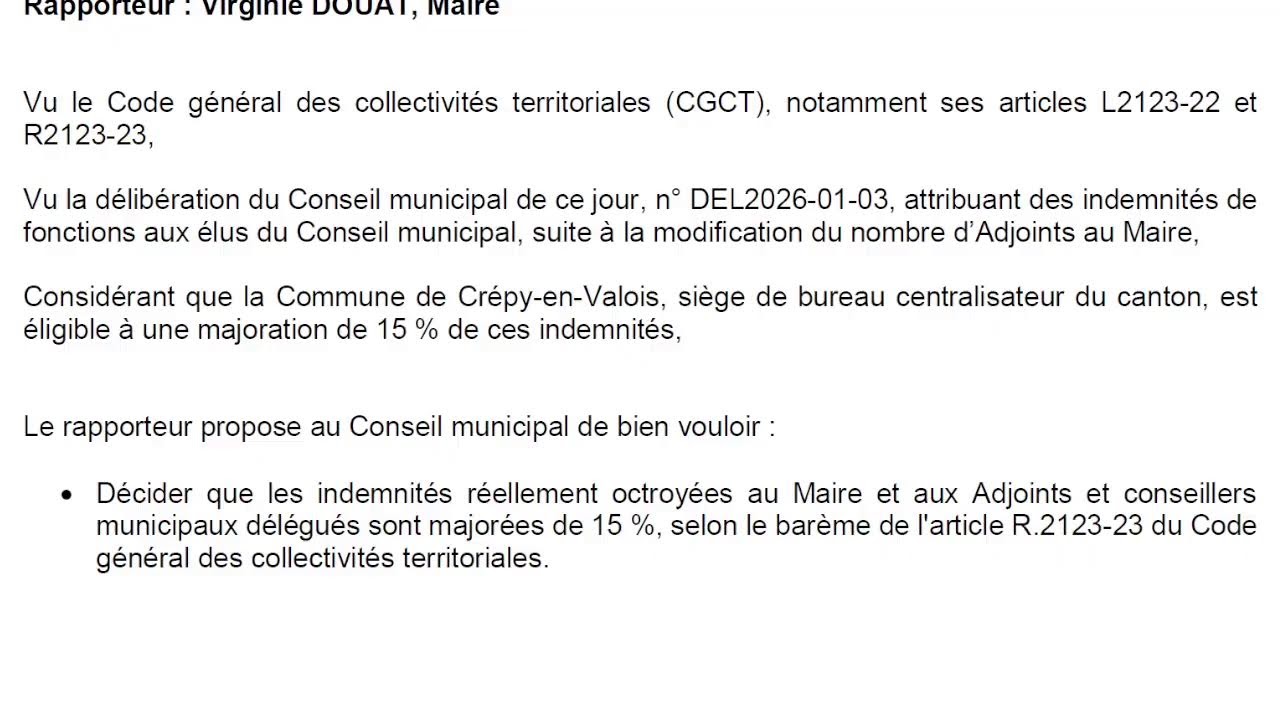 Conseil municipal du 6 Janvier 2026 - Salle du Conseil