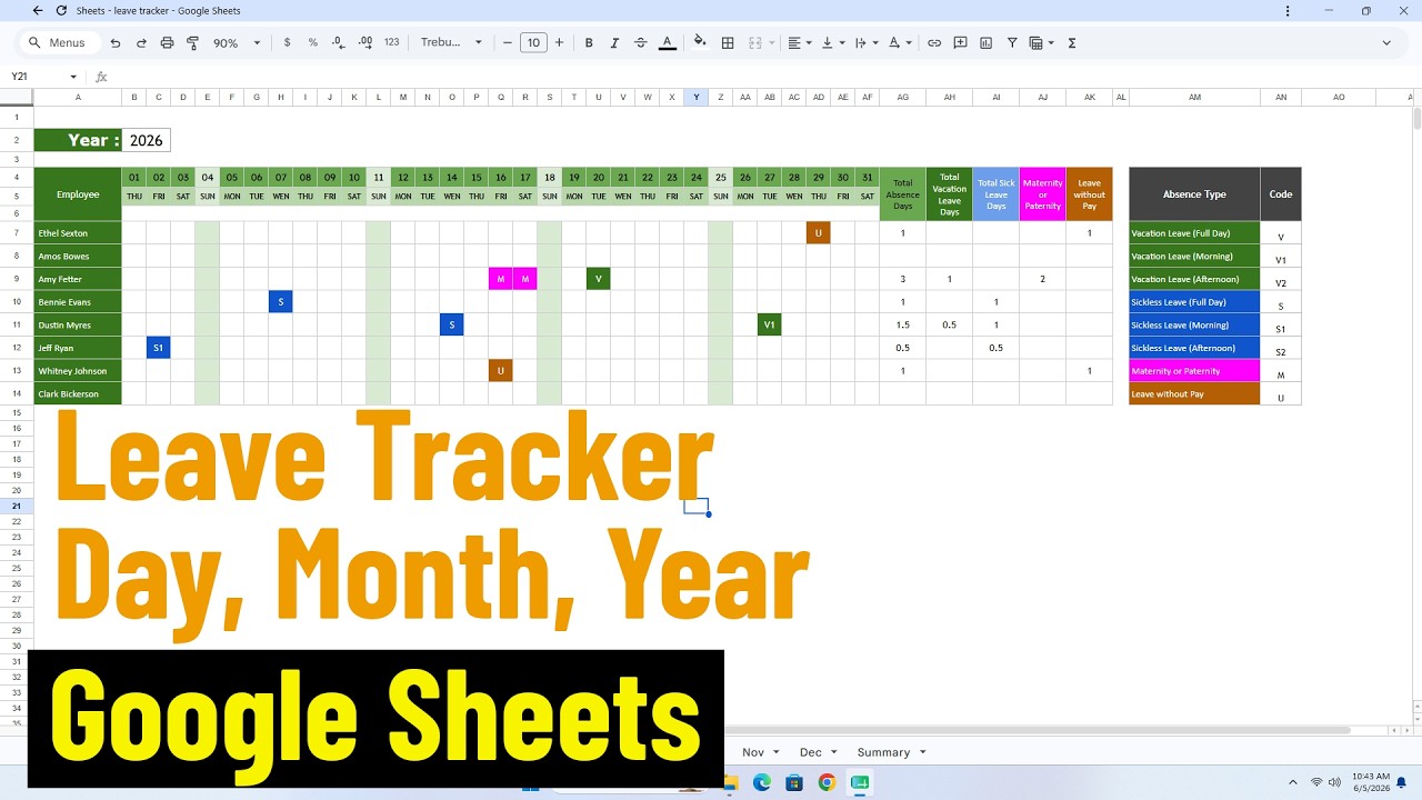 How to easily create Leave tracking in Google Sheets