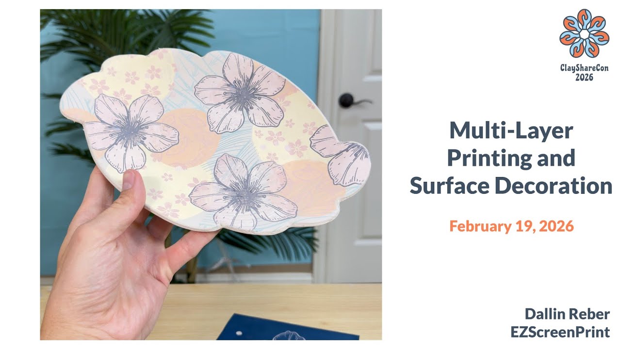 Printing on clay with multiple stencils, making your own silkscreen stenicls and handbuild demo