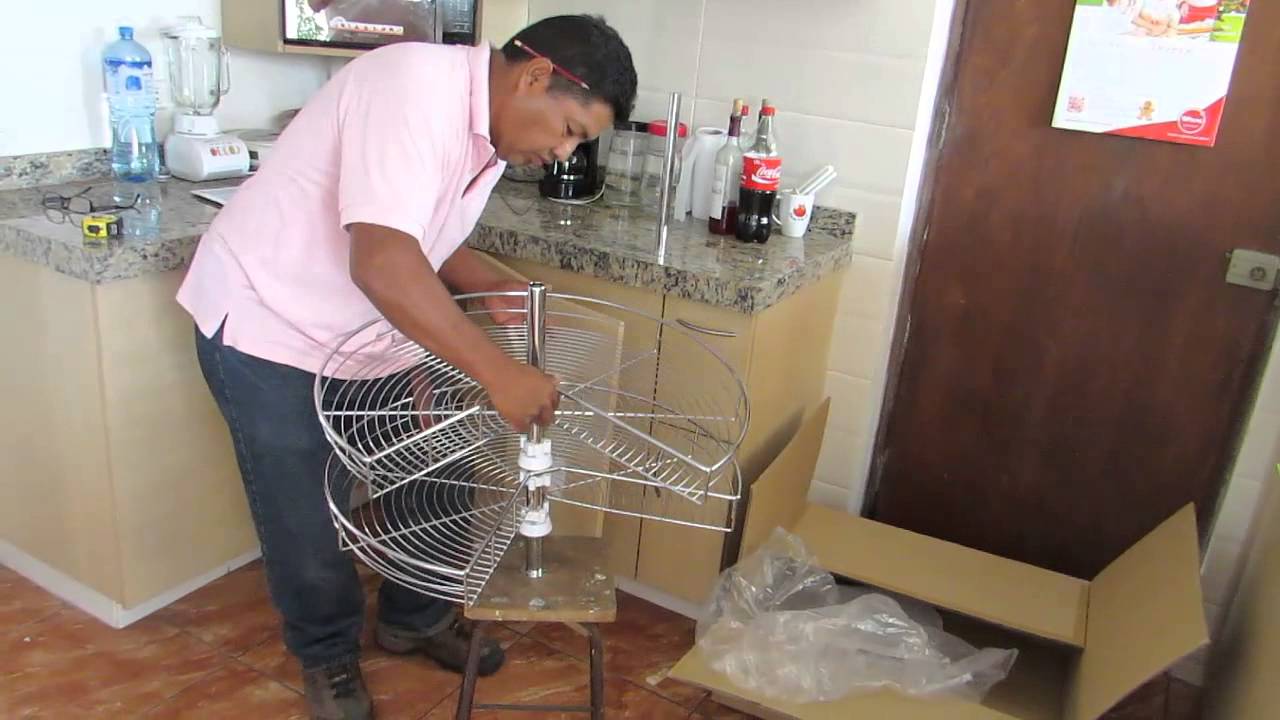 Instalar Plato (Canasto) giratorio bajo mesada en mueble de melamina