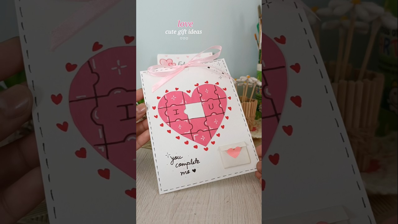 Heart puzzle card for valentine 😍❤️✨ #diy #papercraft #handmade #giftideas #trendingshorts #shorts