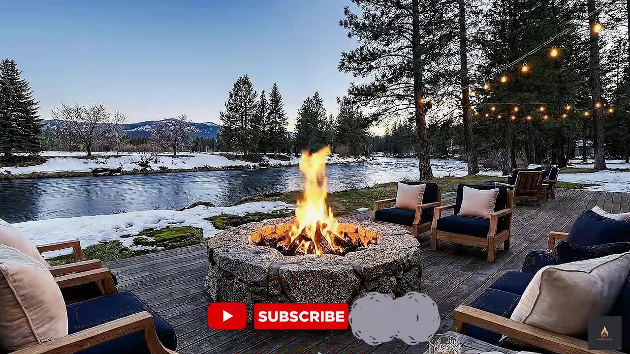 Heavenly Rest Smooth Jazz & Fire Crackling Luxury Riverside Deck Fire Pit Anxiety Relief 🕊️