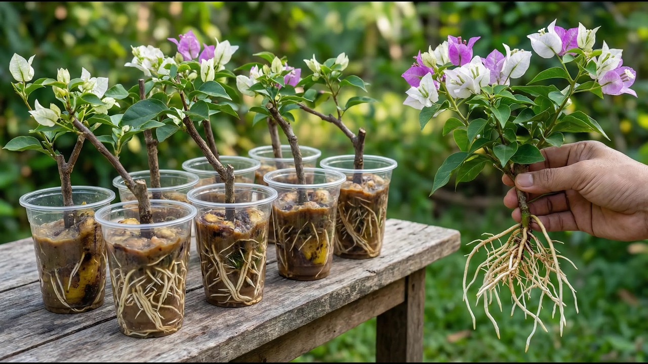 Just bananas! A bougainvillea cutting suddenly sprouted 900 roots overnight.