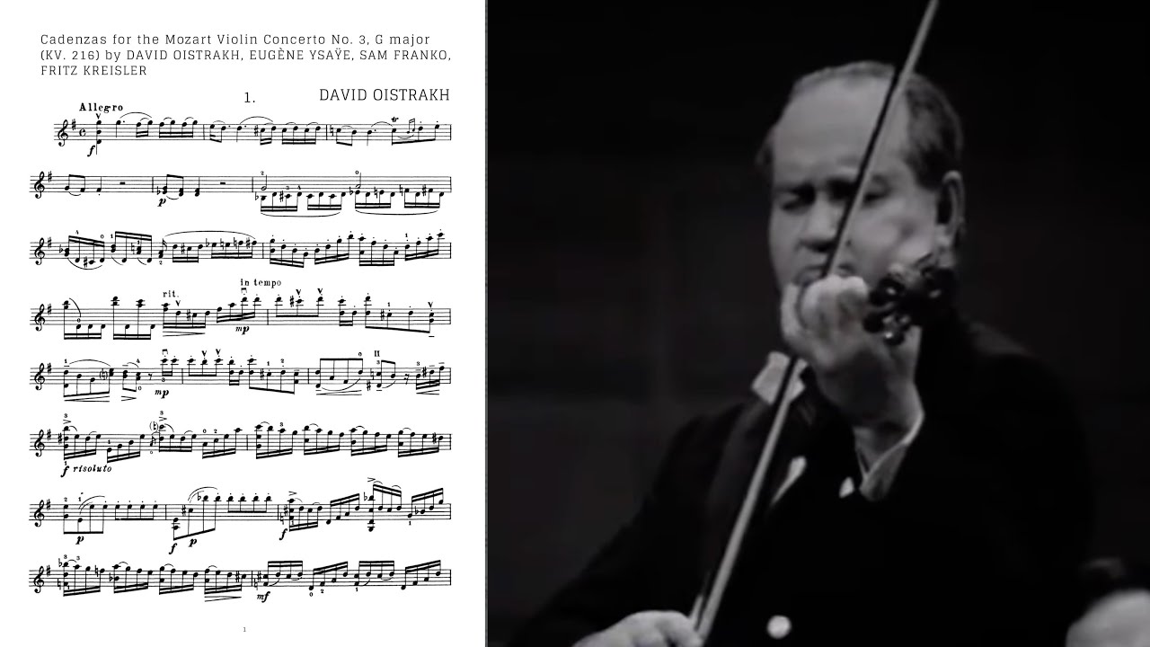 MOZART: Cadenzas by Oistrakh, Ysaÿe, Franko, Kreisler and Dyo for the Violin Concerto No.3