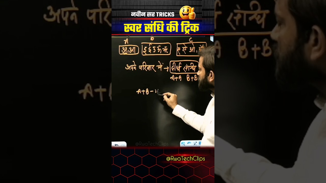 हिंदी : स्वर संधि ट्रिक👍 | Shwar Sandhi Tricks | Naveen Sir Hindi 