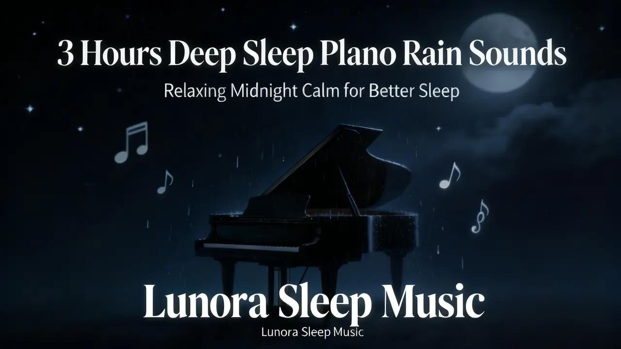 3 Hours Deep Sleep Piano Rain Sounds, Relaxing Midnight Calm for Better Sleep