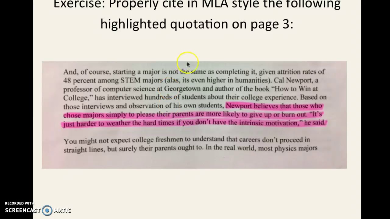 How to Cite Evidence MLA Style (Direct Quotations)