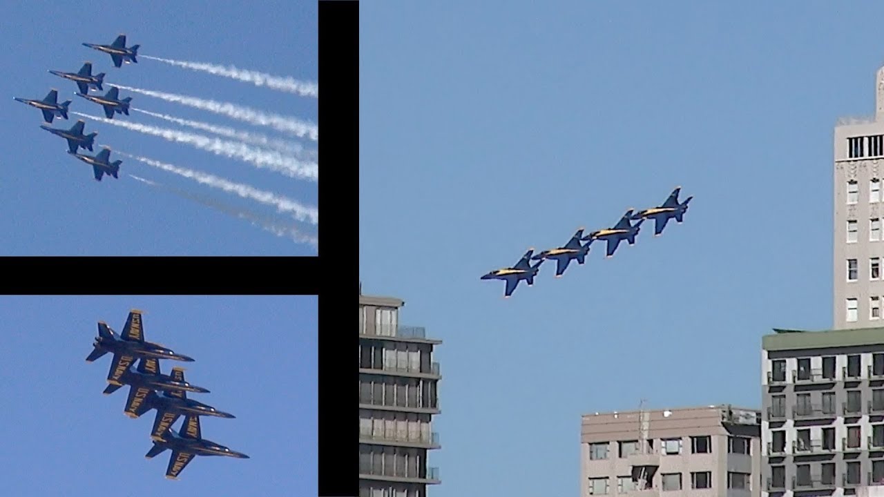 Blue Angels as seen from central San Francisco during Fleet Week 2018 (compilation)