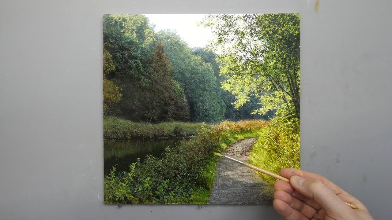 #131 How to paint a landscape from start to finish | Time Lapse