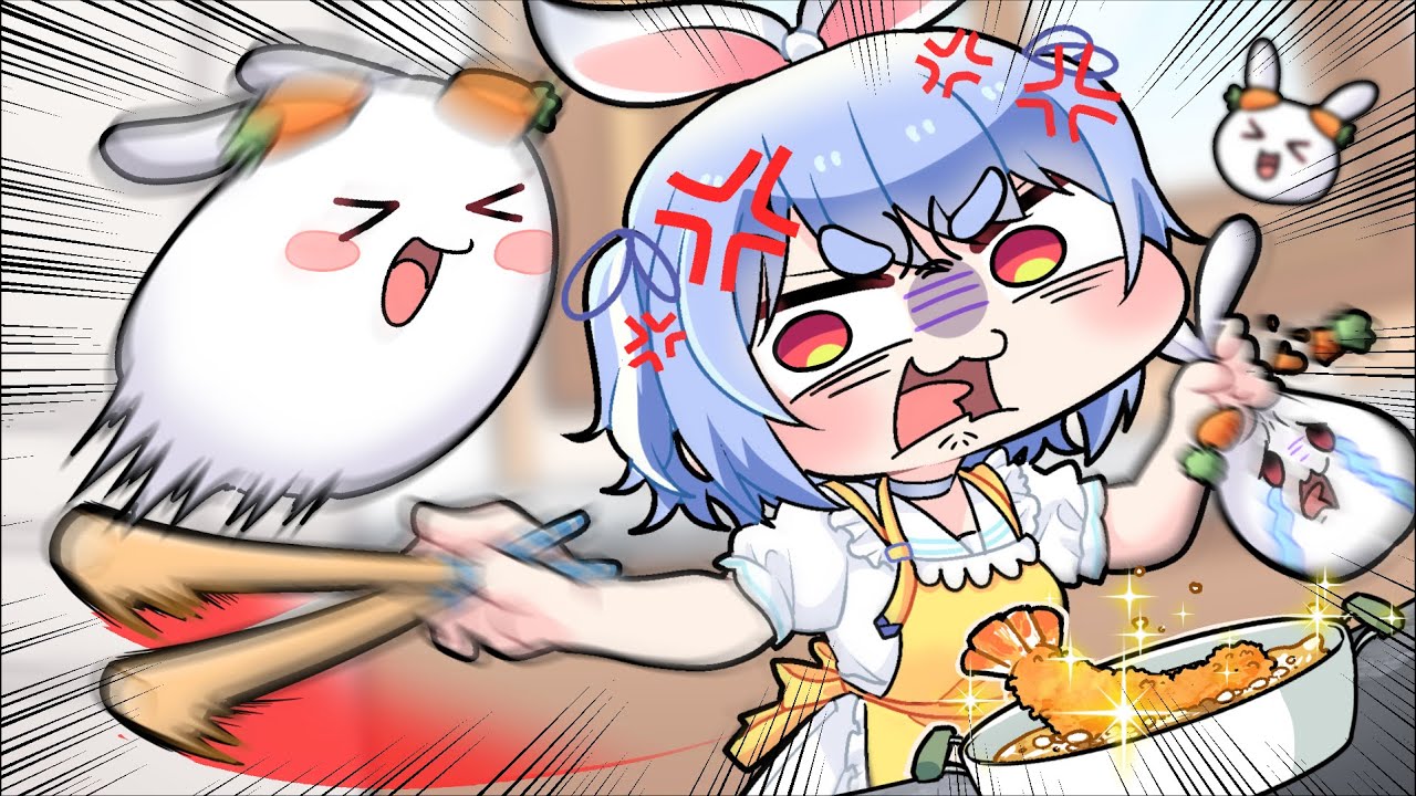 Usada Pekora fights with Nousagi during her cooking stream【Komainu / Clip / Hololive】