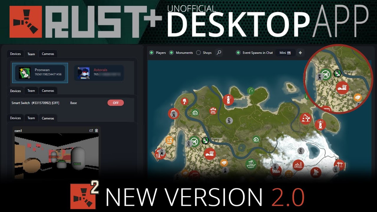 Rust+ Desktop App V2.0 | Rust&sup2; - Mini map & more.