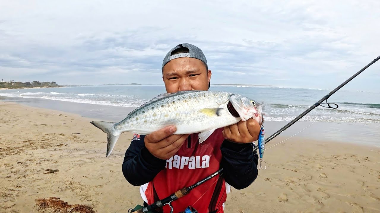 Shore Jigging for Australian Salmon off Inverloch Beach, Victoria (dog breaks leash) EP.94