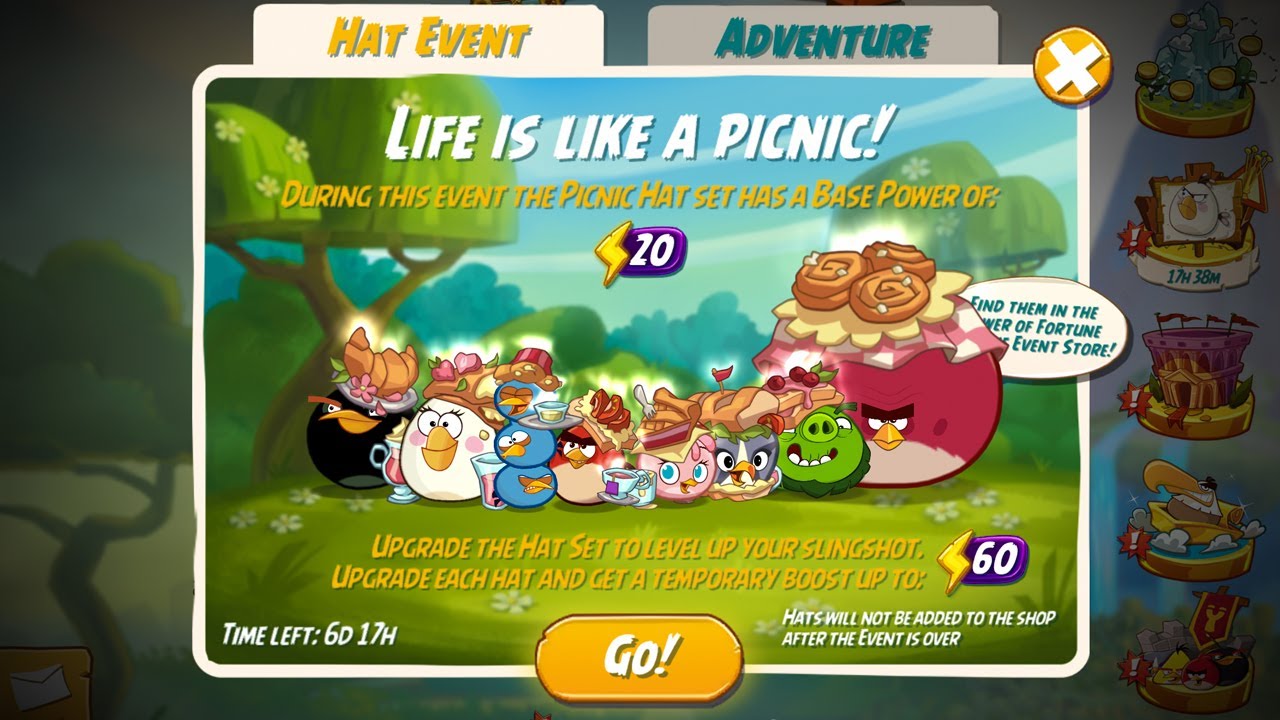 Angry Birds 2 Tower of Fortune - Life is like a picnic! (The Picnic Hat Set)