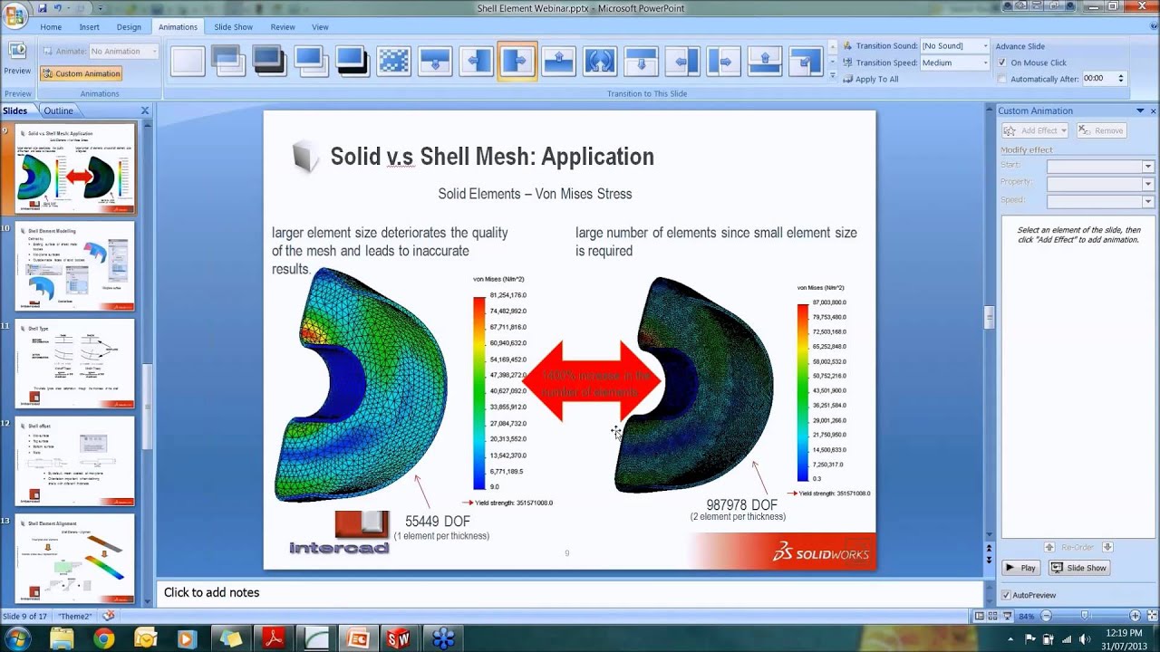 Shell Meshing in SolidWorks Simulation