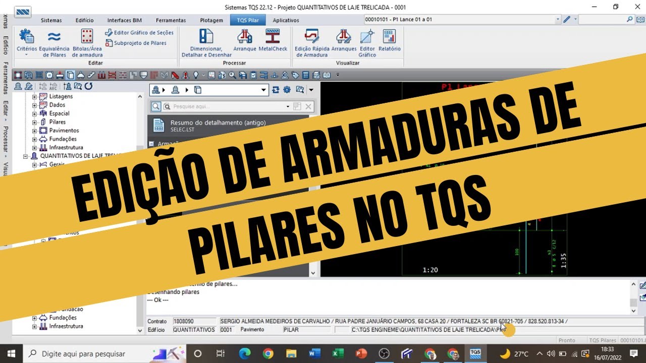 Como editar armaduras de pilares no TQS ?