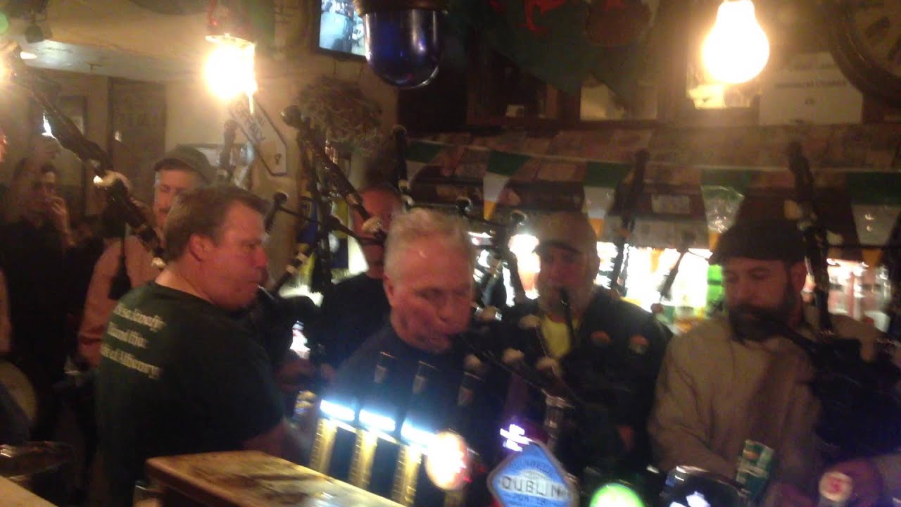 The Celt Bar Dublin taken over by Bagpipes and Drums of The Emerald Society, Chicago Police Depart