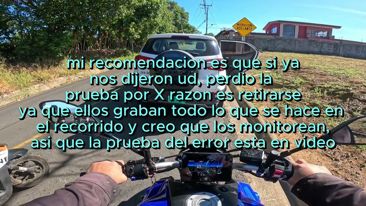 observaciones diarias prueba de manejo A3 COSEVI Barva de Heredia con ayuda de @MaeRider506