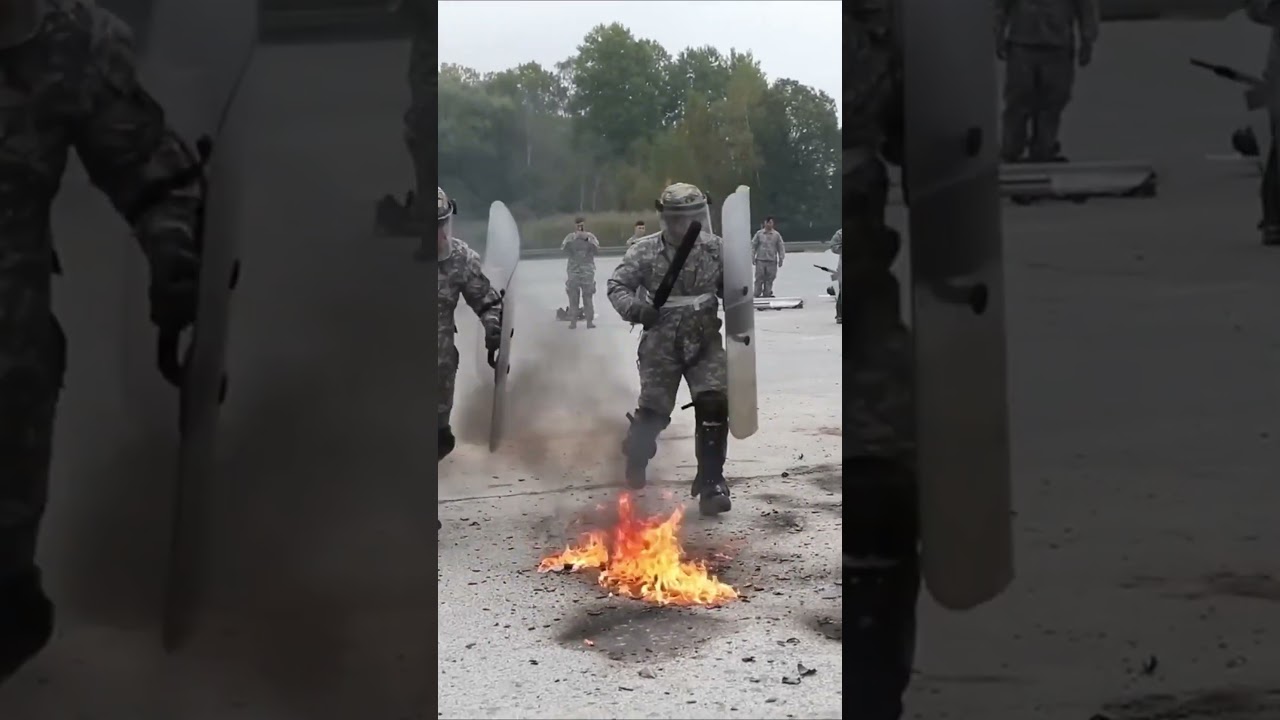 Soldiers throwing Molotov cocktails at each other | Fearless Fire Phobia Drills 😮 #shorts