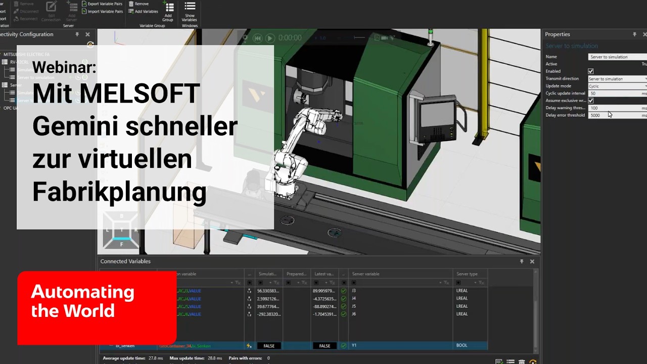 Simulation ist kein Zeitfresser! Mit MELSOFT Gemini schneller zur virtuellen Fabrikplanung | Webinar