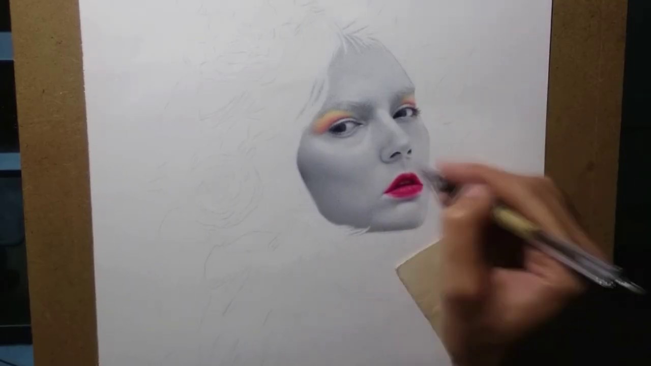 Drawing Model With Ballpoint color Pens