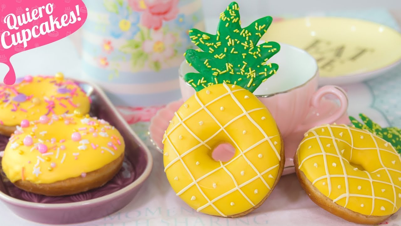 DONAS o DONUTS FÁCILES en forma de PIÑA | Quiero Cupcakes!