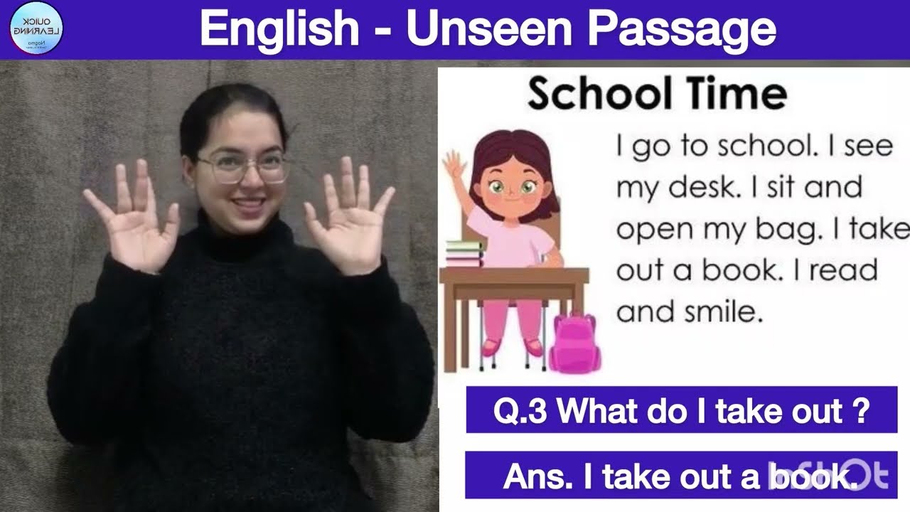 Reading comprehension | Unseen passage | Primary | Class-1,2,3 | Indian Sign language 