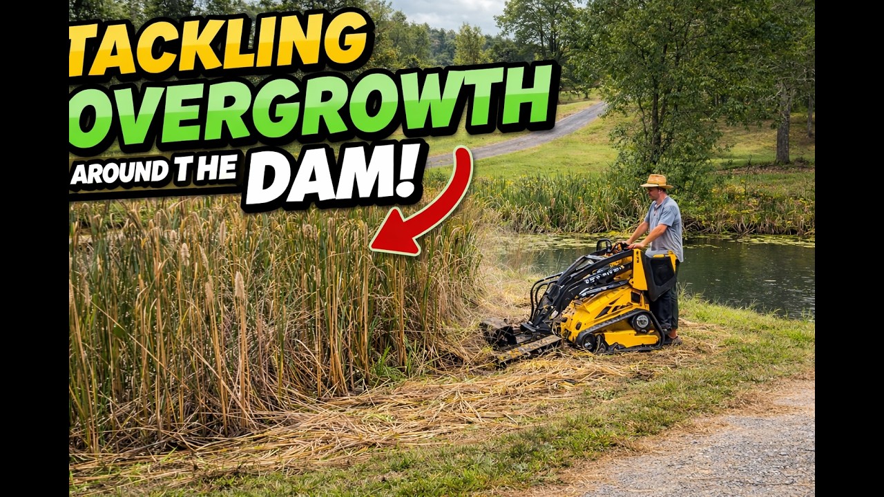 Tackling Overgrowth Around the Dam with the Slasher