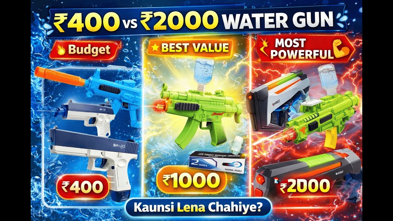 ₹400 vs ₹2000 Electric Water Gun - Kaun Best Hai? Complete Comparison & Testing 