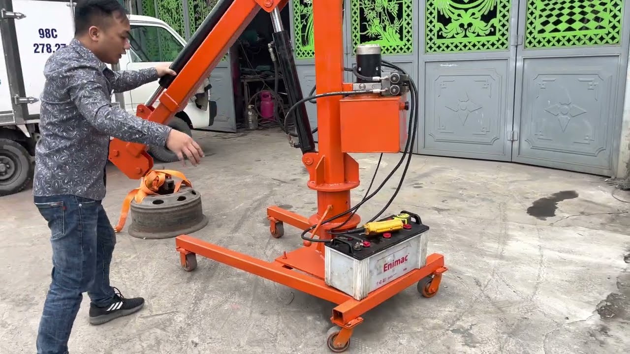 [Cẩu thuỷ lực mini Điện 12v ắc quy ] Cần cẩu thuỷ lực mini 500kg 0983198883