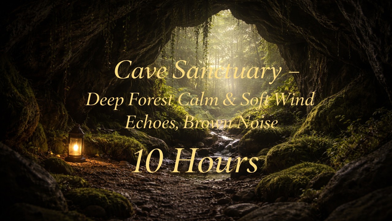 Cave Sanctuary – Deep Forest, Calm & Soft Wind Echoes, Brown Noise | 10 Hours