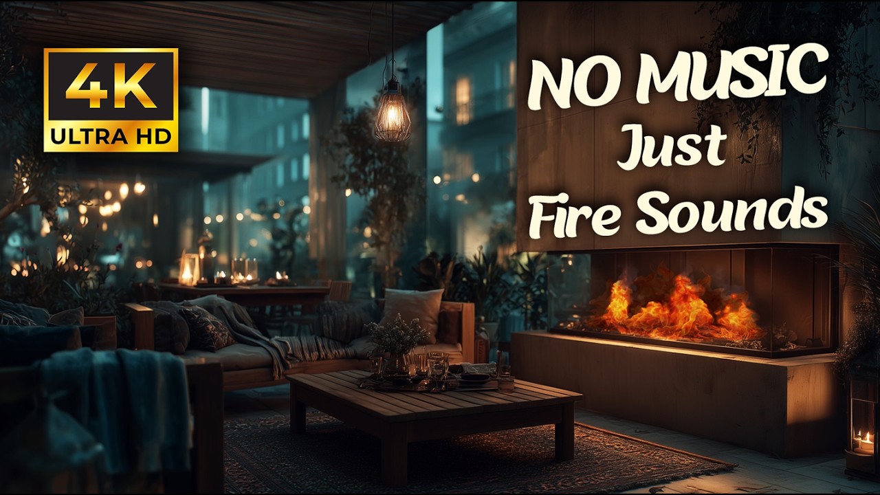 Pure Crackling Fireplace Sounds 🔥 Cozy Dark Living Room Ambience for Deep Sleep & Study (No Music)