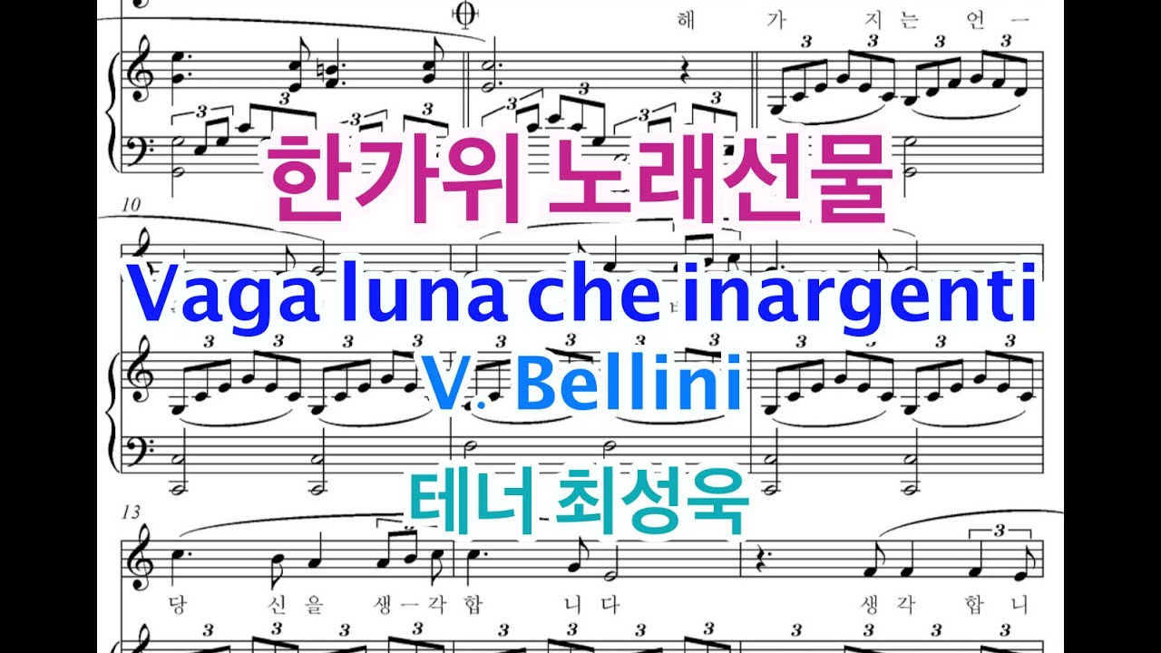 한가위 노래선물 ... Vaga luna che inargenti - V. Bellini. ....테너 최성욱
