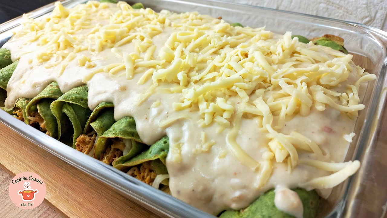 PANQUECA DE ESPINAFRE COM MOLHO BRANCO SIMPLES E FÁCIL