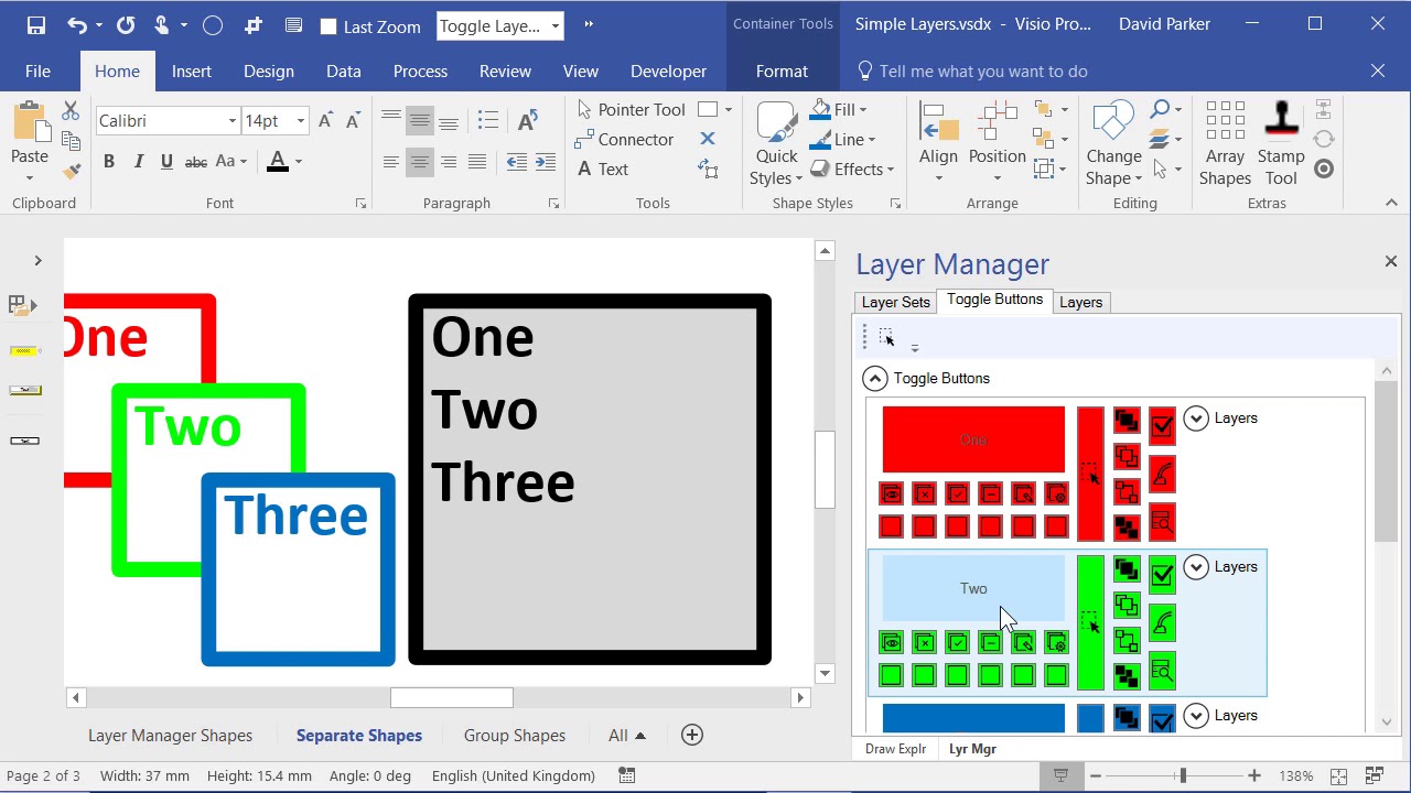 Using ToggleLayer Buttons in Visio