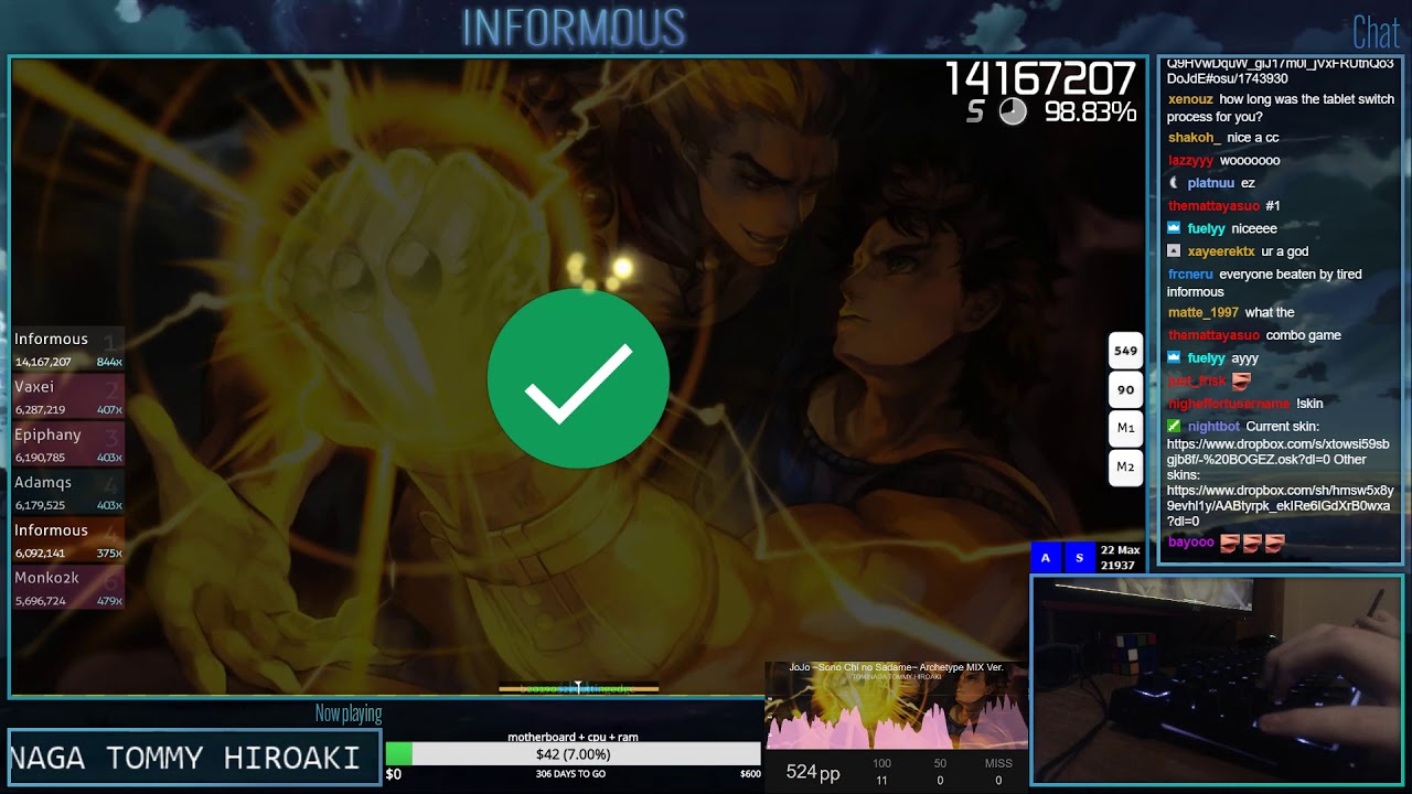 Informous | TOMINAGA TOMMY HIROAKI - JoJo ~Sono Chi no Sadame [Collab Extra] +HDDT 97.78% {433pp 5❌}