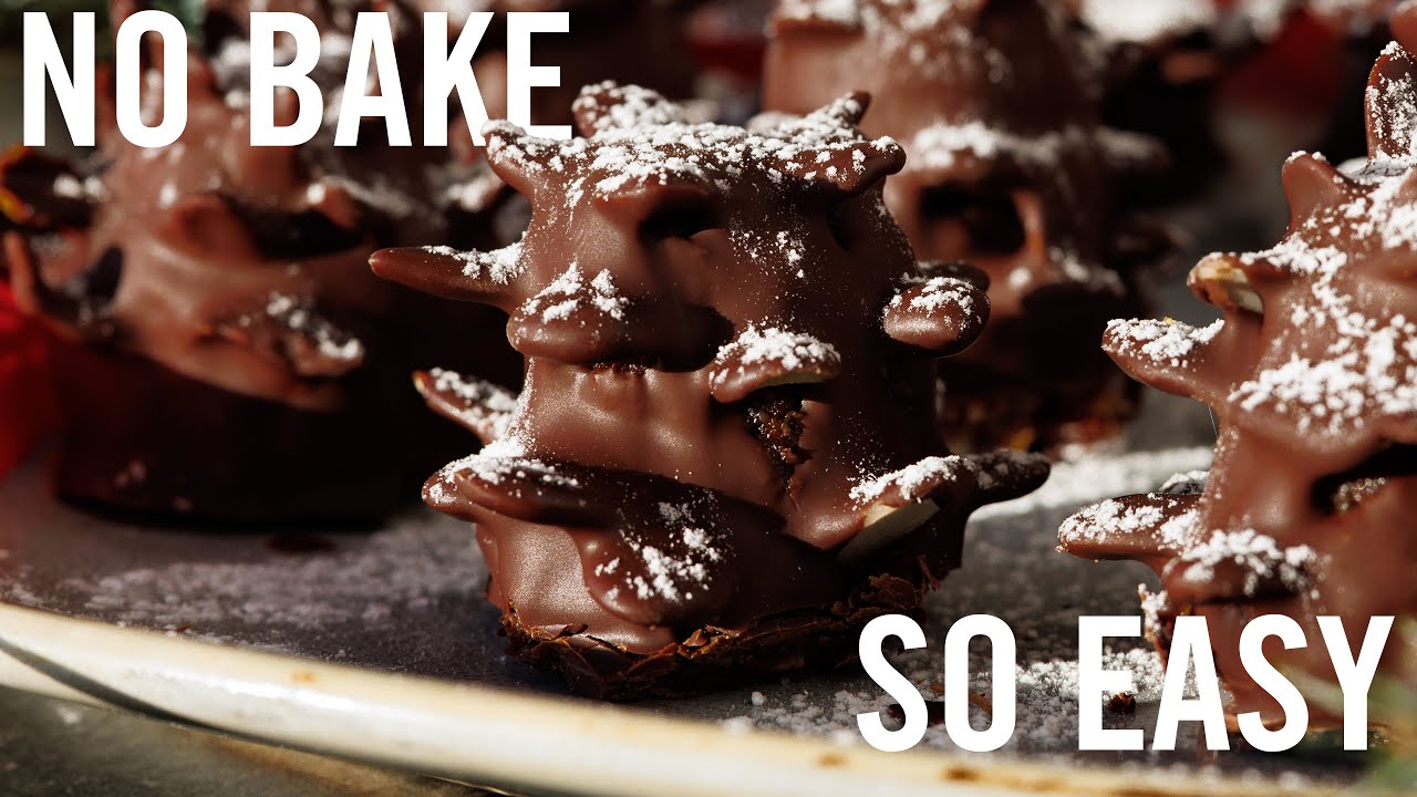 NO BAKE CHOCOLATE PINECONES | EASY NO BAKE BROWNIE BITES
