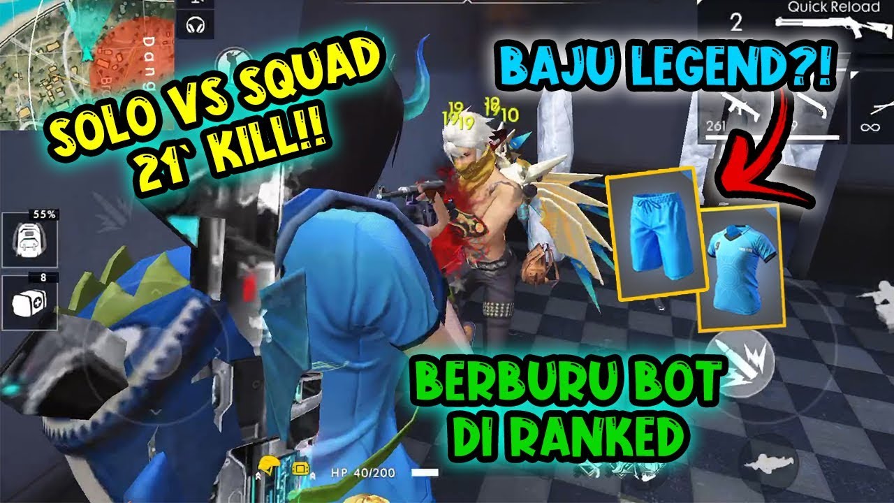 BERBURU BOT DI RANKED?! SOLO Vs SQUAD 21KILL PAKE BUNDLE LEGEND!!!!