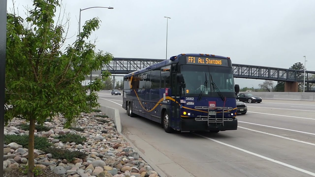 RTD Denver Bus: 2016 MCI D4500CT Route FF1 Flatiron Flyer #3662 #3608 at Sheridan Station