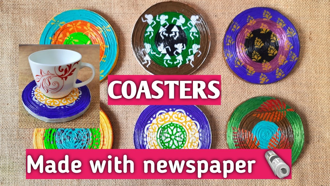 Coaster/Best Out Of Waste/Coaster With Newspaper/Newspaper Craft/Home Decor/Stencil Craft/Wall Decor