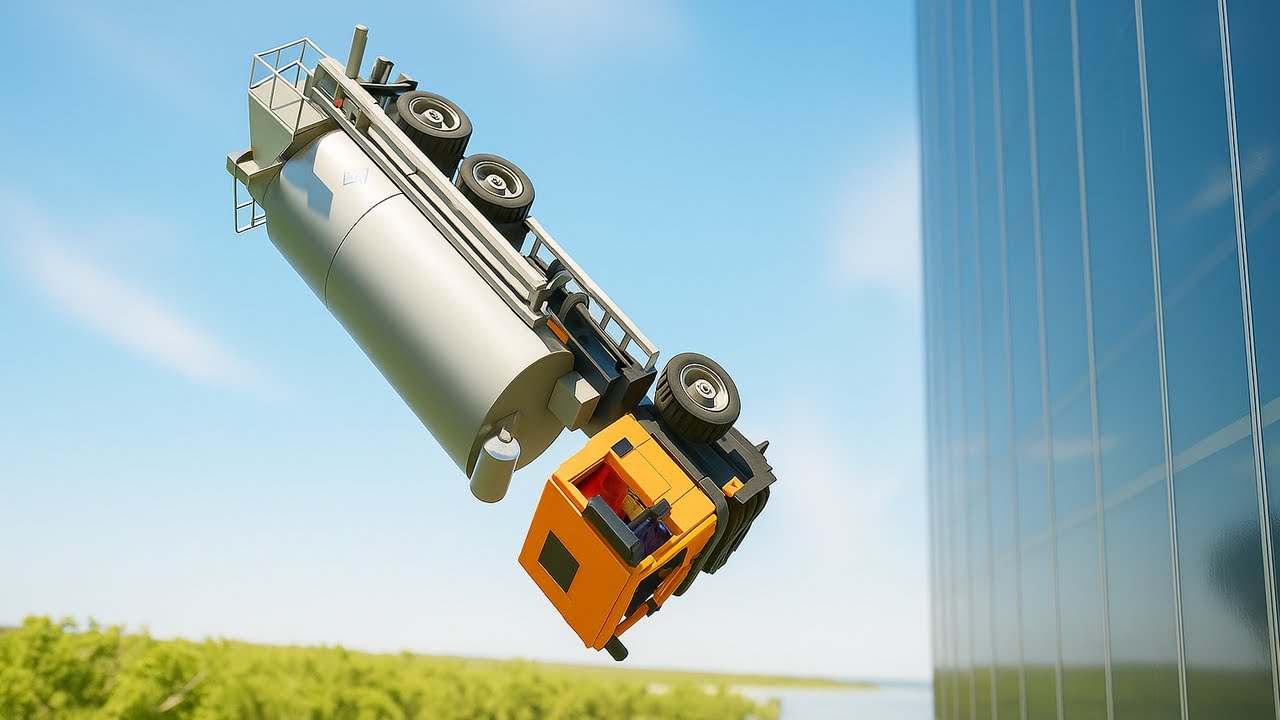 Cars Falls Off Building #25 | Brick Rigs