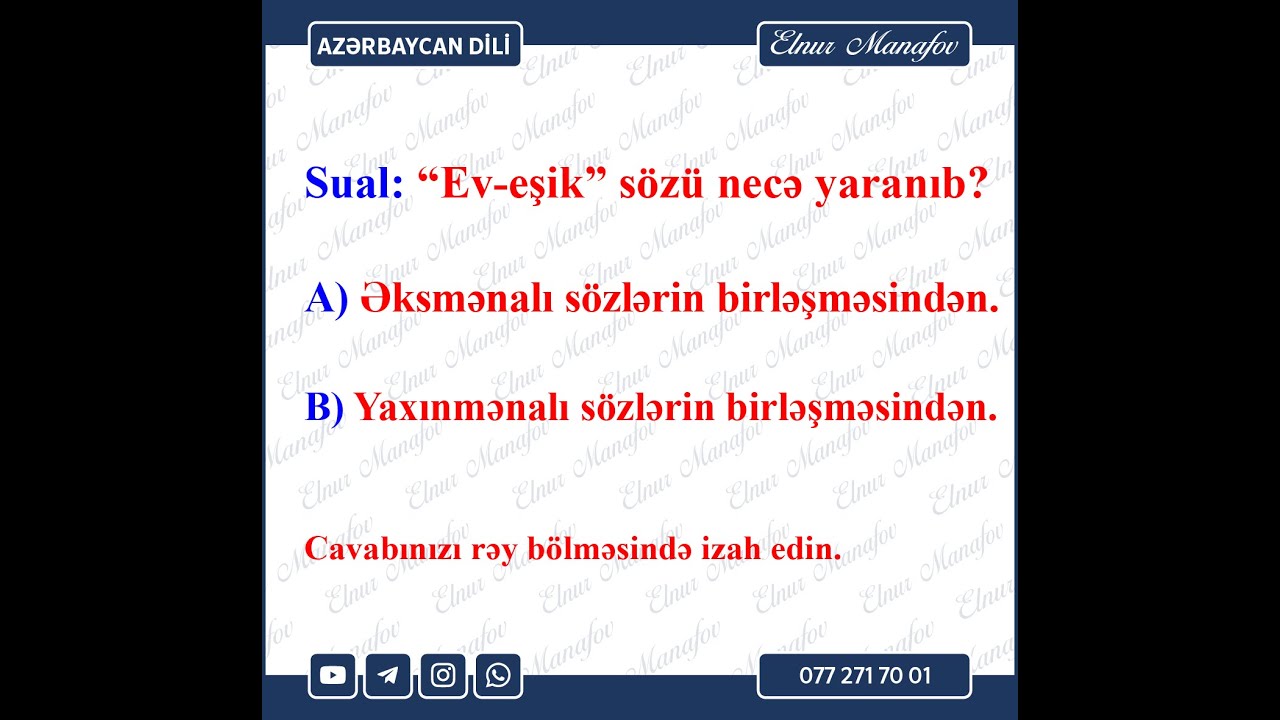 Sən də A düşünürdün cavabı?