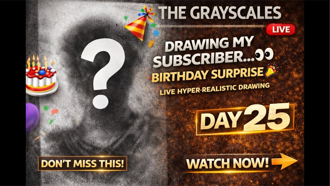 Drawing My Subscriber LIVE 👀 | Birthday Surprise Sketch 🎉 | The grayscales is live
