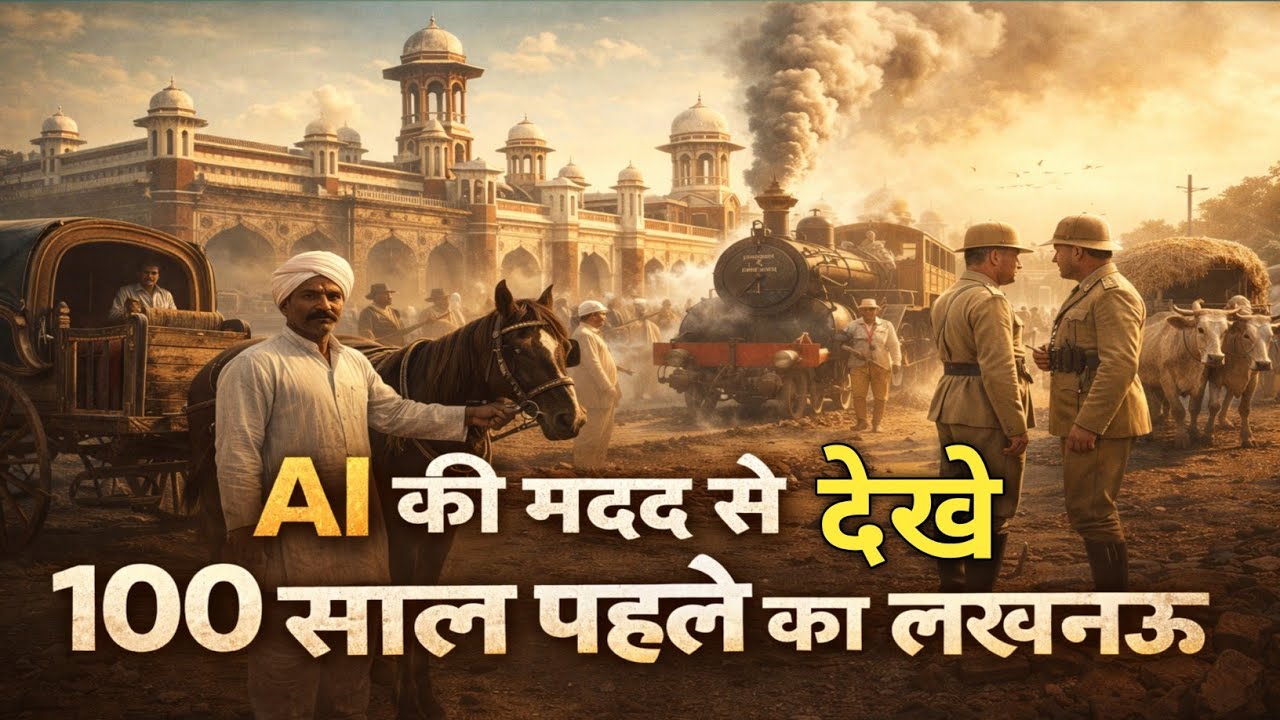 100 साल पहले लखनऊ  | AI Recreates Old Lucknow 1920 | Charbagh Railway Station History